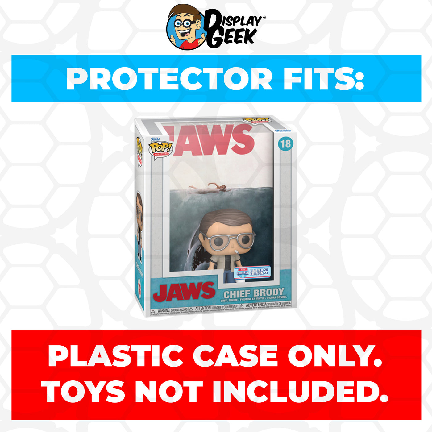 Pop Protector for Jaws Chef Brody #18 Funko Pop VHS Covers on The Protector Guide App by Display Geek - 0.60mm Thick UV Resistant Funko Pop Shield Protectors - The Best Quality Ultra Premium, Superior Strength, High Ultraviolet Protection, Scratch Resistant Coating, Reinforced Edges, Flat Top Stacking