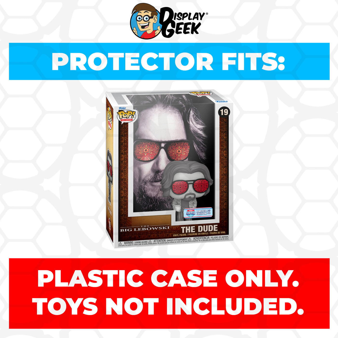 Pop Protector for The Big Lebowski The Dude #19 Funko Pop VHS Covers on The Protector Guide App by Display Geek - 0.60mm Thick UV Resistant Funko Pop Shield Protectors - The Best Quality Ultra Premium, Superior Strength, High Ultraviolet Protection, Scratch Resistant Coating, Reinforced Edges, Flat Top Stacking