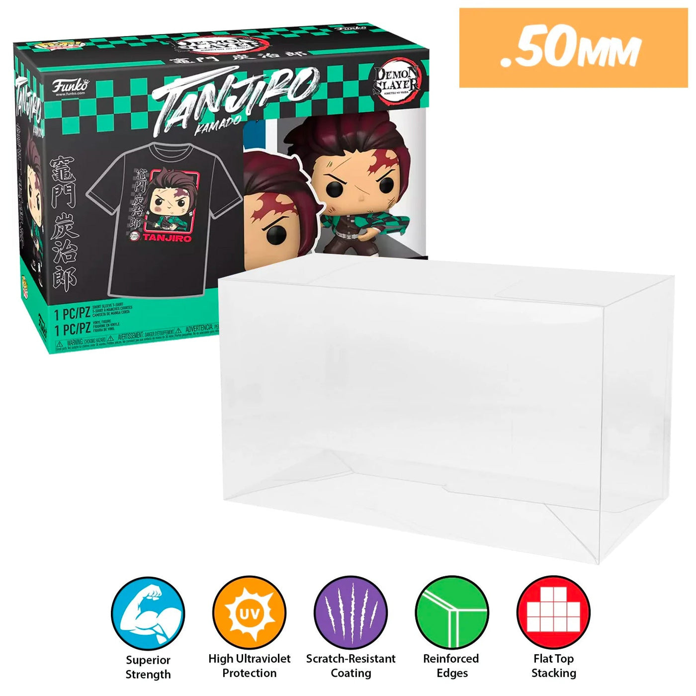 pop & tee demon slayer tanjiro best funko pop protectors thick strong uv scratch flat top stack vinyl display geek plastic shield vaulted eco armor fits collect protect display case kollector protector