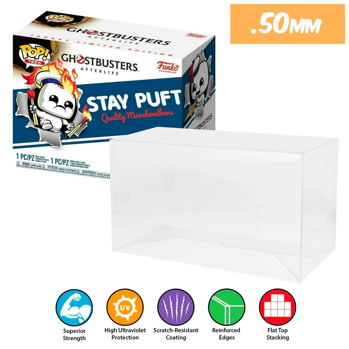pop & tee ghostbusters mini stay puft burnt best funko pop protectors thick strong uv scratch flat top stack vinyl display geek plastic shield vaulted eco armor fits collect protect display case kollector protector