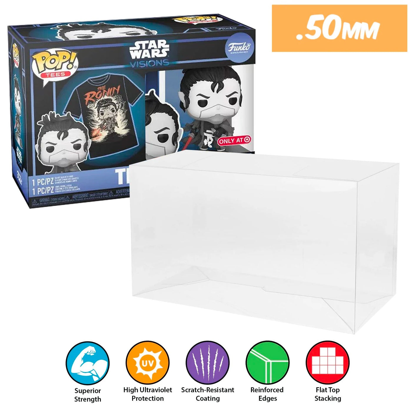pop & tee the ronin best funko pop protectors thick strong uv scratch flat top stack vinyl display geek plastic shield vaulted eco armor fits collect protect display case kollector protector