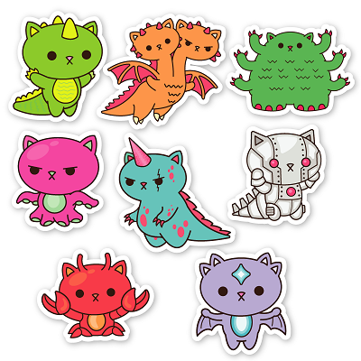 100% Soft: Stickers, Kaiju Kitty (8-PK)