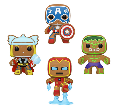 POP! Marvel: Holiday Gingerbread, CPT America / Iron Man / Hulk / Thor (GITD) (4-PCK) Exclusive