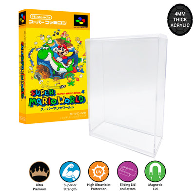 Acrylic Case for SUPER FAMICOM Video Game Box 4mm thick, UV & Slide Bottom on The Pop Protector Guide by Display Geek