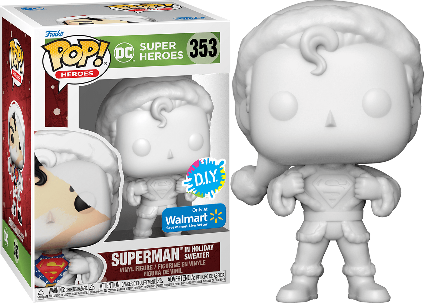 POP! Heroes: 353 DC Super Heroes, Superman in Holiday Sweater (DIY) Exclusive