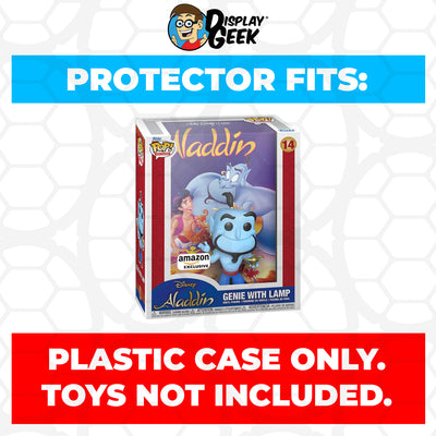 Pop Protector for Aladdin Genie with Lamp #14 Funko Pop VHS Covers on The Protector Guide App by Display Geek - 0.60mm Thick UV Resistant Funko Pop Shield Protectors - The Best Quality Ultra Premium, Superior Strength, High Ultraviolet Protection, Scratch Resistant Coating, Reinforced Edges, Flat Top Stacking