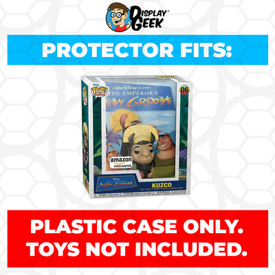 Pop Protector for The Emperor’s New Groove Kuzco #06 Funko Pop VHS Covers on The Protector Guide App by Display Geek - 0.60mm Thick UV Resistant Funko Pop Shield Protectors - The Best Quality Ultra Premium, Superior Strength, High Ultraviolet Protection, Scratch Resistant Coating, Reinforced Edges, Flat Top Stacking