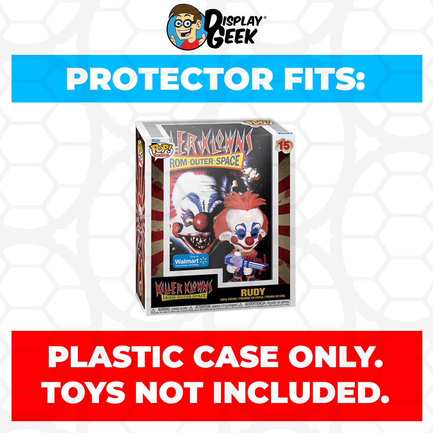 Pop Protector for Killer Klowns Rudy #15 Funko Pop VHS Covers on The Protector Guide App by Display Geek - 0.60mm Thick UV Resistant Funko Pop Shield Protectors - The Best Quality Ultra Premium, Superior Strength, High Ultraviolet Protection, Scratch Resistant Coating, Reinforced Edges, Flat Top Stacking