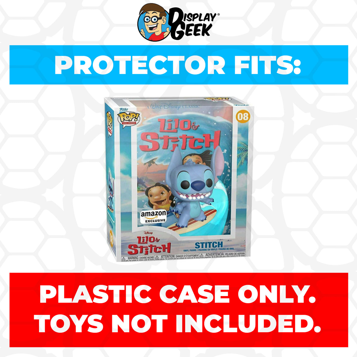 Pop Protector for Lilo & Stitch #08 Funko Pop VHS Covers on The Protector Guide App by Display Geek - 0.60mm Thick UV Resistant Funko Pop Shield Protectors - The Best Quality Ultra Premium, Superior Strength, High Ultraviolet Protection, Scratch Resistant Coating, Reinforced Edges, Flat Top Stacking