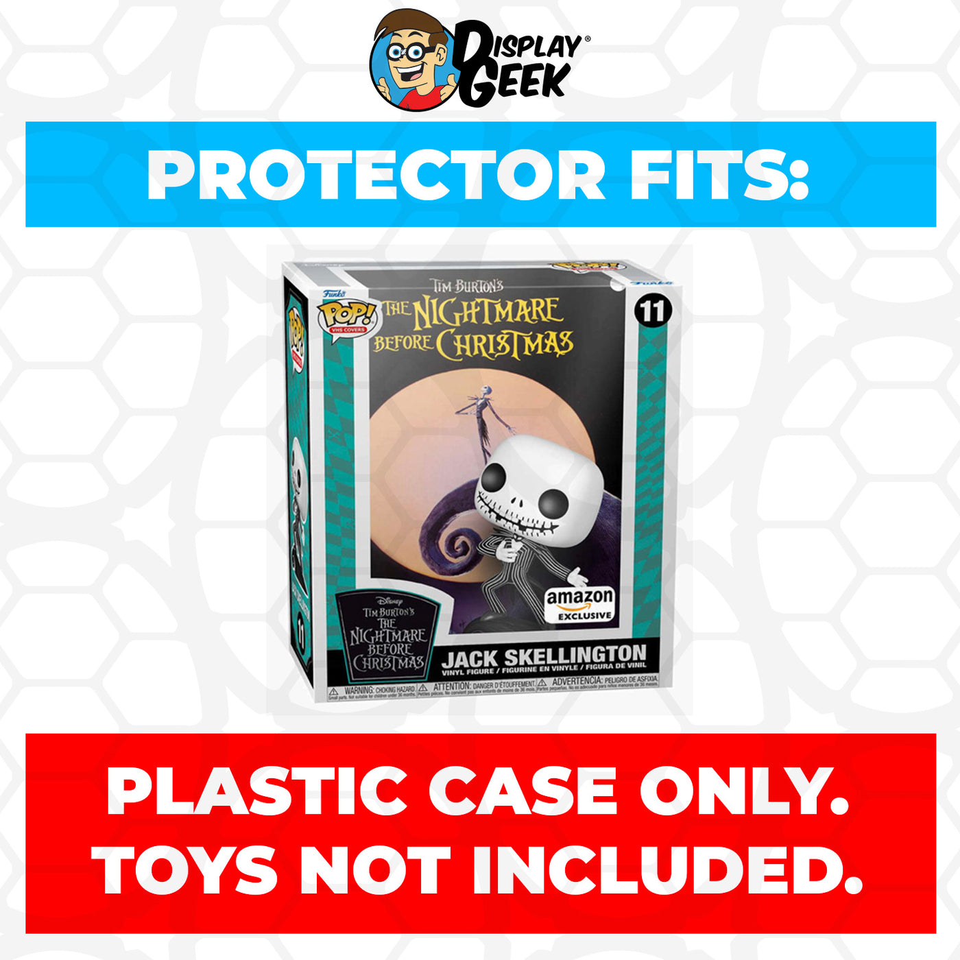 Pop Protector for The Nightmare Before Christmas #11 Funko Pop VHS Covers on The Protector Guide App by Display Geek - 0.60mm Thick UV Resistant Funko Pop Shield Protectors - The Best Quality Ultra Premium, Superior Strength, High Ultraviolet Protection, Scratch Resistant Coating, Reinforced Edges, Flat Top Stacking