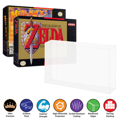 Plastic Protector for SNES, N64, ATARI JAGUAR Video Game Box 0.50mm thick, UV & Scratch Resistant 5h x 7w x 1.25d on The Pop Protector Guide by Display Geek
