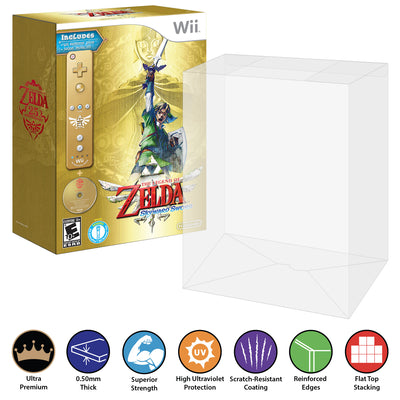 VIDEO GAME BOX Protectors for Wii ZELDA SKYWARD SWORD SE Game Boxes (50mm thick, UV & Scratch Resistant)