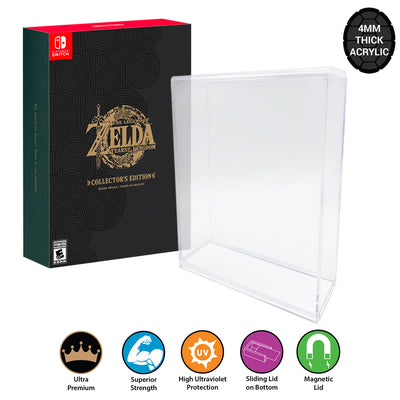Acrylic Case for ZELDA TEARS COLLECTORS EDITION Video Game Box 4mm thick, UV & Slide Bottom on The Pop Protector Guide by Display Geek