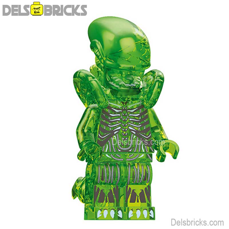 Xenomorph Transparent Green (Alien) - Custom Building Blocks Mini Figures Compatible with LEGO