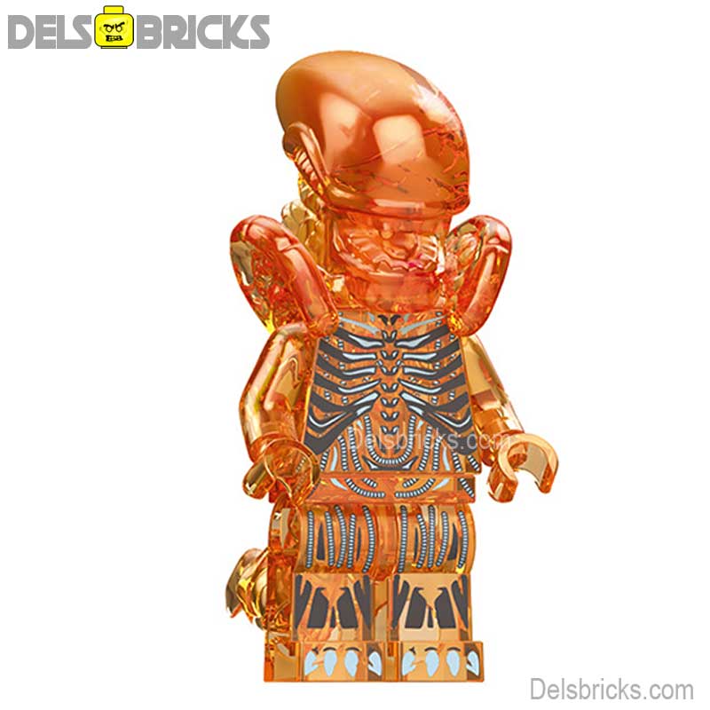 Xenomorph Transparent Orange (Alien) - Custom Building Blocks Mini Figures Compatible with LEGO