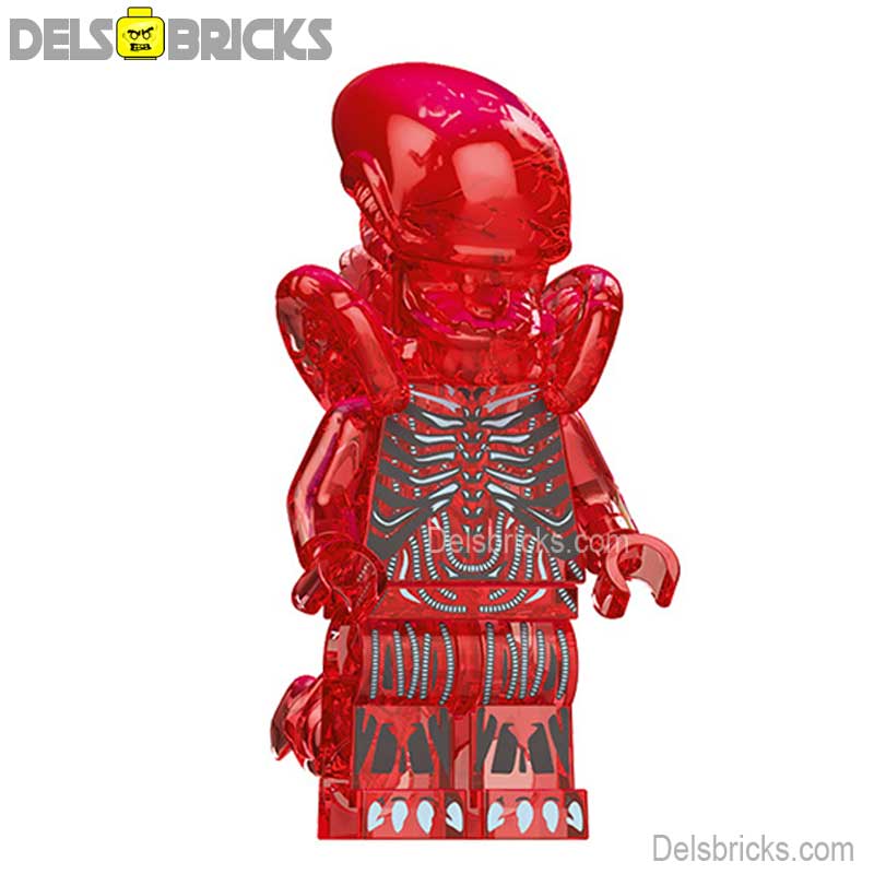 Xenomorph Transparent Red (Alien) - Custom Building Blocks Mini Figures Compatible with LEGO