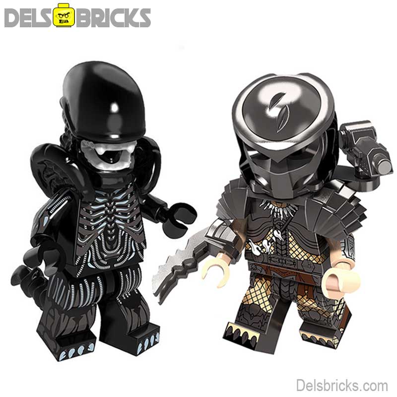 Set of 2 (Alien vs Predator) - Custom Building Blocks Mini Figures Compatible with LEGO