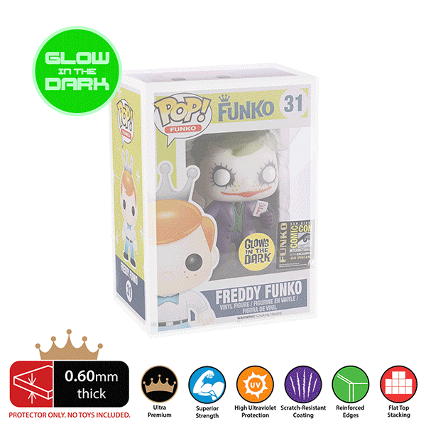 4 INCH GLOW IN THE DARK Pop Protectors for Funko (0.60mm thick, UV & Scratch Resistant) 6.25h x 4.5w x 3.5d