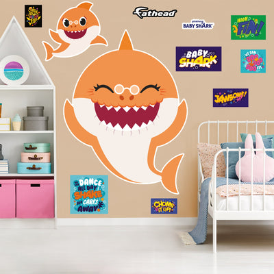 Grandma Shark - Baby Shark - RealBig Collection - Official Nickelodeon - Reusable Vinyl Wall Decals