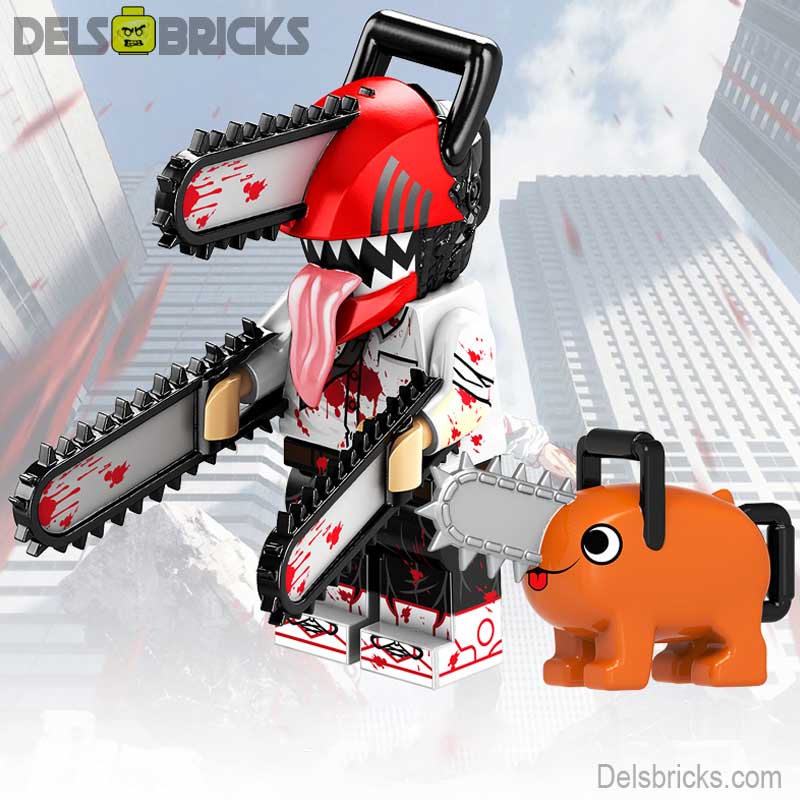 Chainsaw Man Denji & Pochita (Chainsaw Man) - Custom Building Blocks Mini Figures Compatible with LEGO