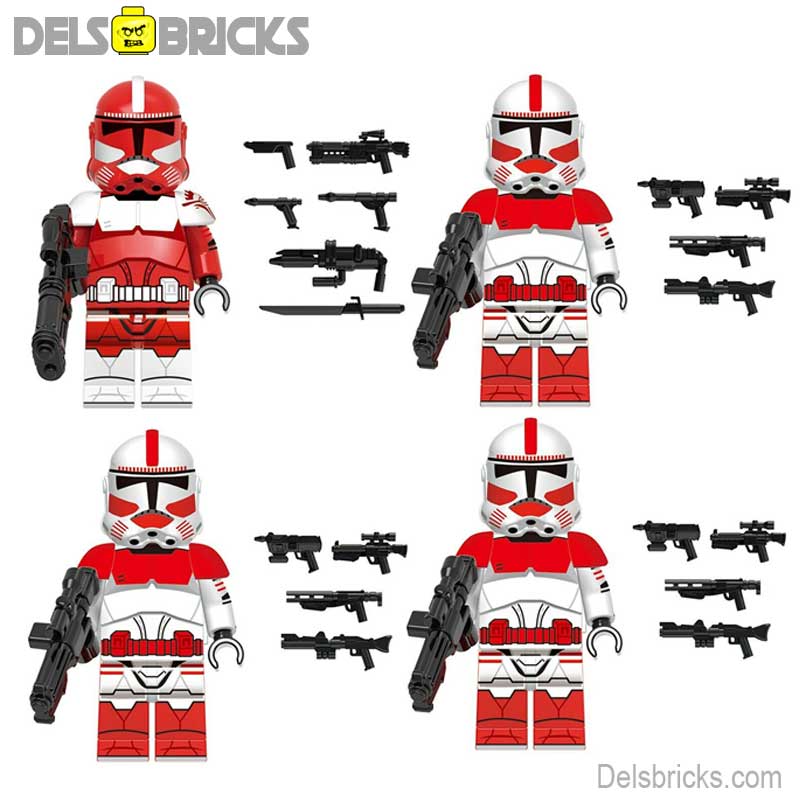 Set of 4 - Coruscant Guard Clone Troopers (Star Wars) - Custom Building Blocks Mini Figures Compatible with LEGO