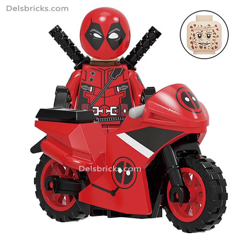 Deadpool with Motorcycle (Marvel Deadpool) - Custom Building Blocks Mini Figures Compatible with LEGO