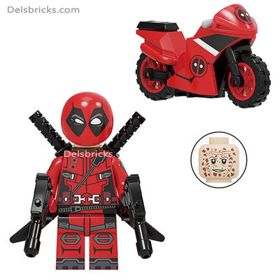 Deadpool with Motorcycle (Marvel Deadpool) - Custom Building Blocks Mini Figures Compatible with LEGO