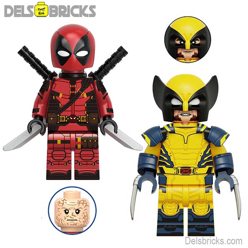 Set of 2 - Deadpool & Wolverine Movie (Marvel Deadpool) - Custom Building Blocks Mini Figures Compatible with LEGO