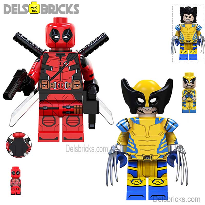 Set of 2 - Deadpool & Wolverine Movie (Marvel Deadpool) - Custom Building Blocks Mini Figures Compatible with LEGO