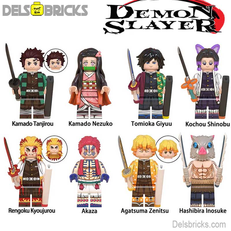 Set of 8 (Demon Slayer) - Custom Building Blocks Mini Figures Compatible with LEGO