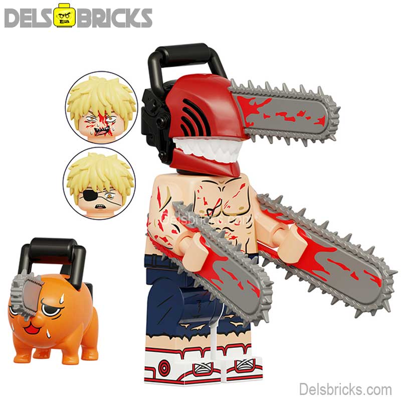 Chainsaw Man Denji No Shirt & Pochita (Chainsaw Man) - Custom Building Blocks Mini Figures Compatible with LEGO