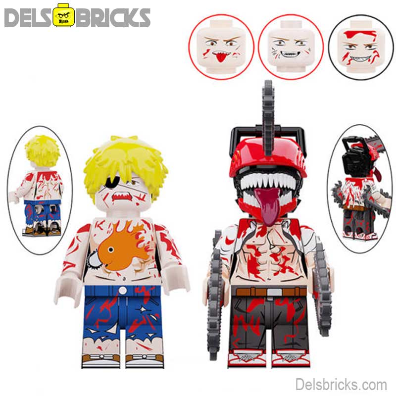 Set of 2 (Chainsaw Man) - Custom Building Blocks Mini Figures Compatible with LEGO