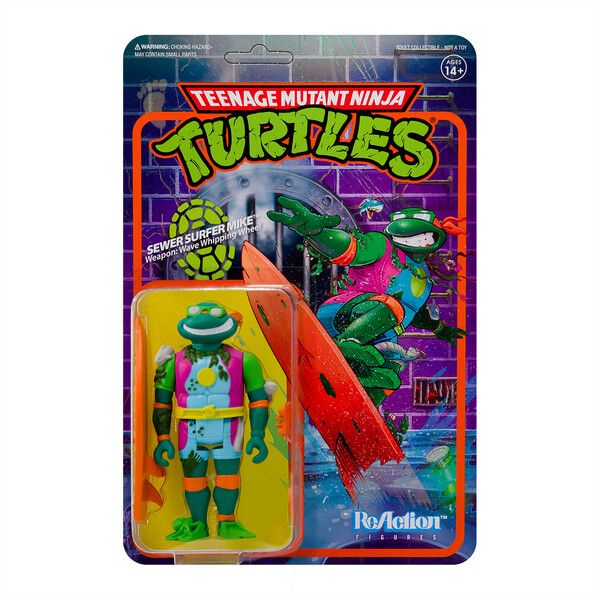 Super7: ReAction (TMNT), Sewer Surfer Mike (Wheel) (S3)