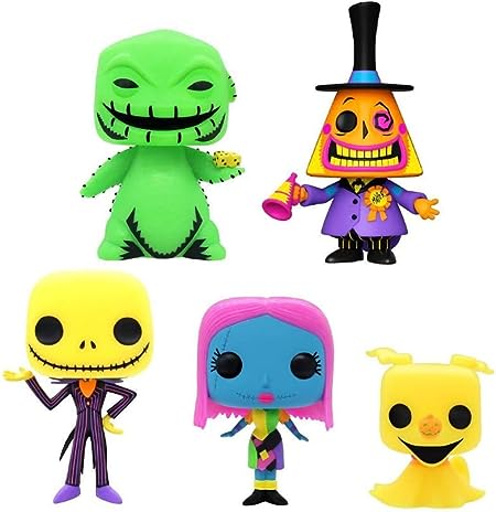 Funko Pop: The Nightmare Before Christmas Blacklight - Set 5 - Jack Skellington, Sally, Mayor, Oogie and Zero