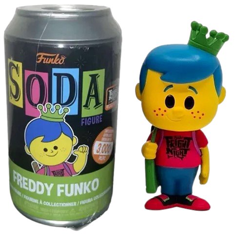 Funko Soda: Fright Night 2022 - Freddy Funko -Blacklight Pink Fright Night T-Shirt Blue Hair Green Crown- (Limited to 3000 Pieces) SEALED