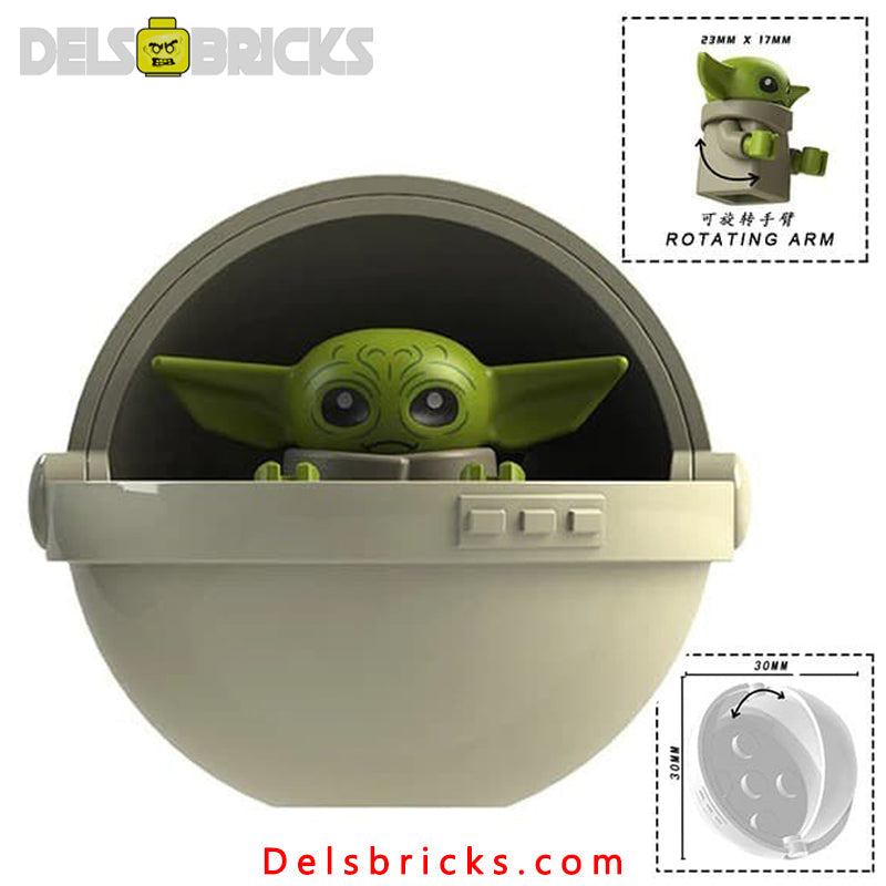 Grogu in Hovering Crib Baby Yoda (Star Wars) - Custom Building Blocks Mini Figures Compatible with LEGO