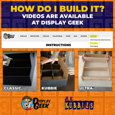 How do I build my Display Geek Kubbies Cardboard and Wood Display Cases for Funko Pop Vinyl Figures? Go to displaygeek.com for videos