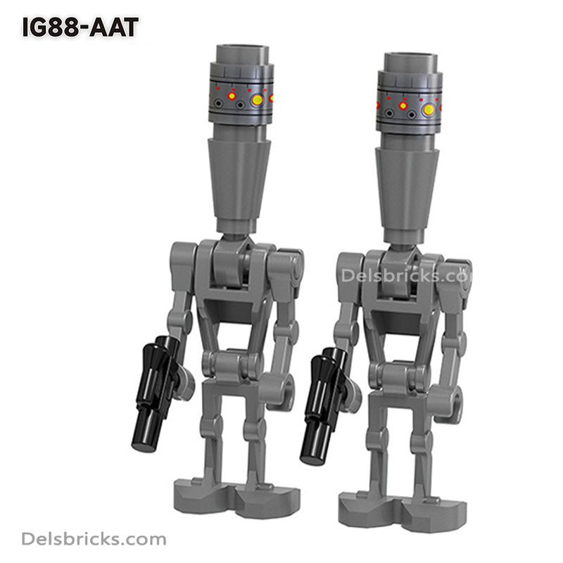 Battle Droids & IG-88 Blasters 4 Pack (Star Wars) - Custom Building Blocks Mini Figures Compatible with LEGO