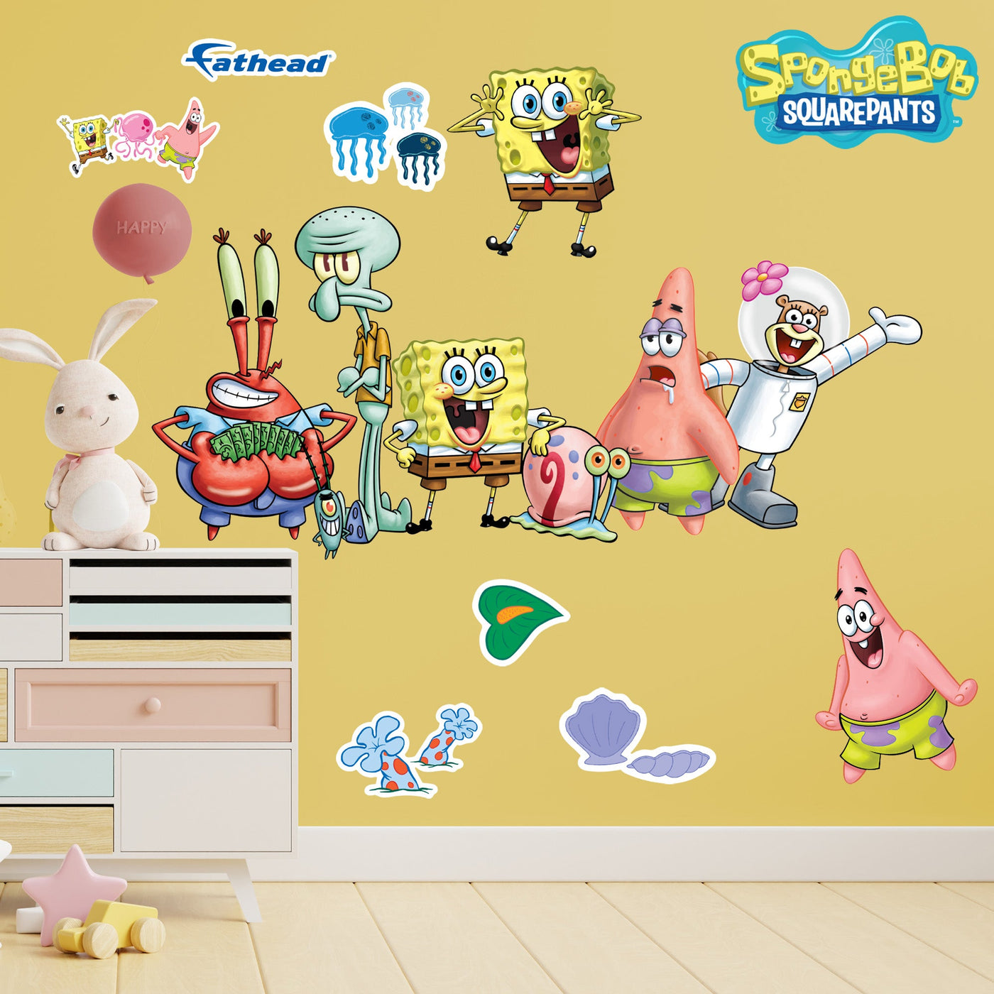 SpongeBob Squarepants Group - RealBig Collection - Official Nickelodeon - Reusable Vinyl Wall Decals
