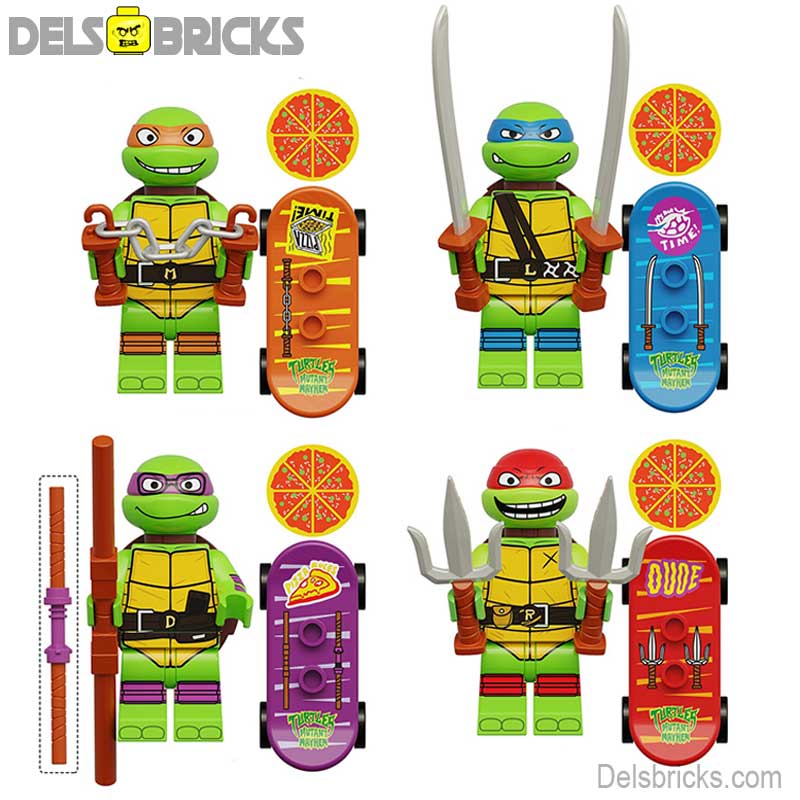 Set of 4 Mutant Mayhem (Teenage Mutant Ninja Turtles) - Custom Building Blocks Mini Figures Compatible with LEGO