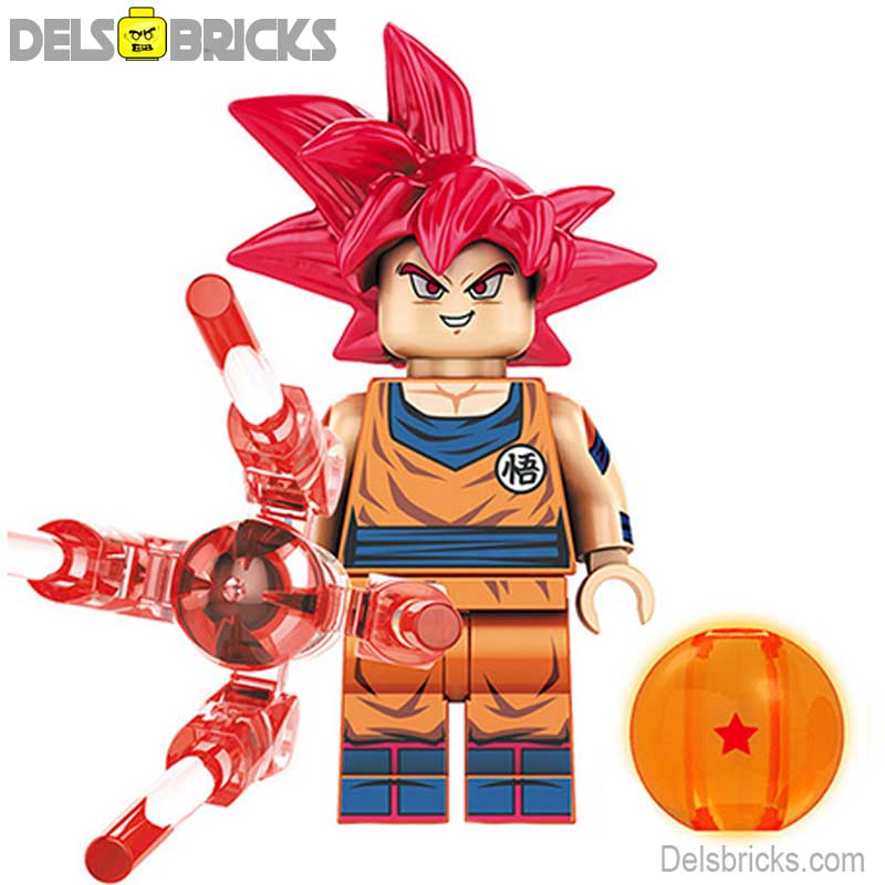 Goku Super Saiyan Red Hair (Dragon Ball Z) - Custom Building Blocks Mini Figures Compatible with LEGO