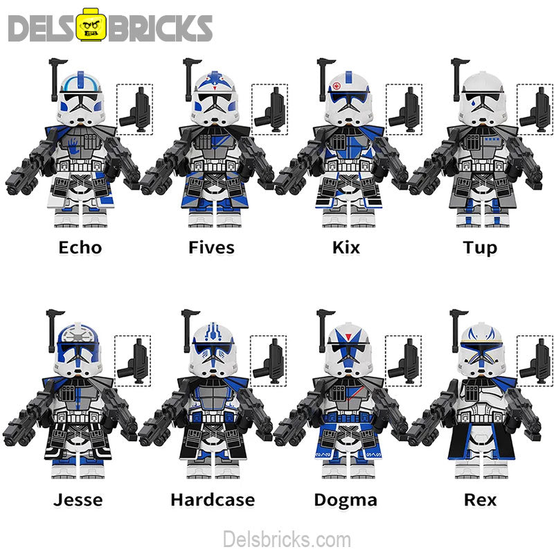 Set of 8 - 501st Legion Clone Troopers (Star Wars) - Custom Building Blocks Mini Figures Compatible with LEGO