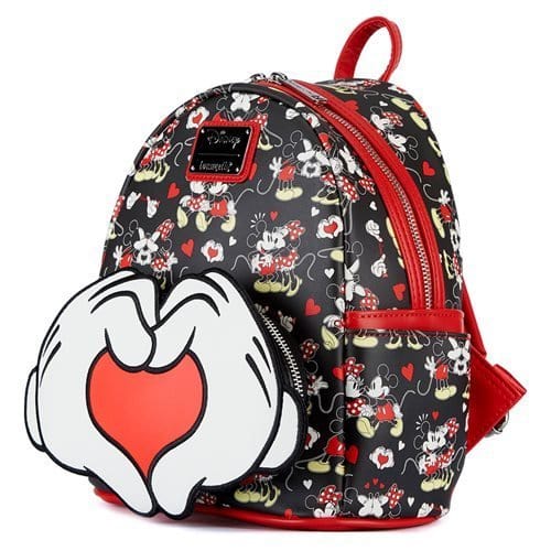 Loungefly Mickey Mouse and Minnie Mouse Heart Hands Mini-Backpack