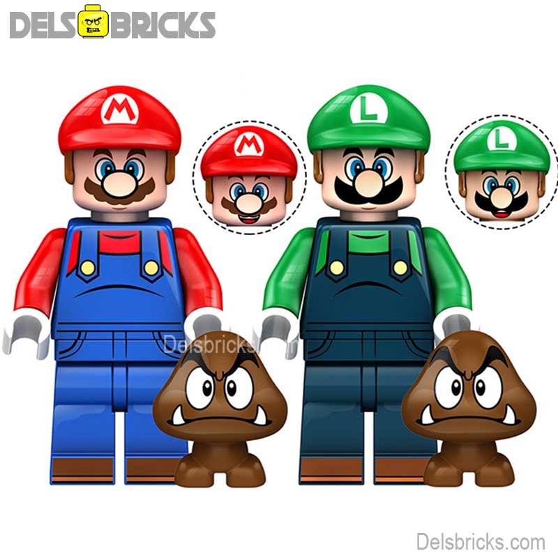 Set of 2 - Mario & Luigi (The Super Mario Bros.) - Custom Building Blocks Mini Figures Compatible with LEGO