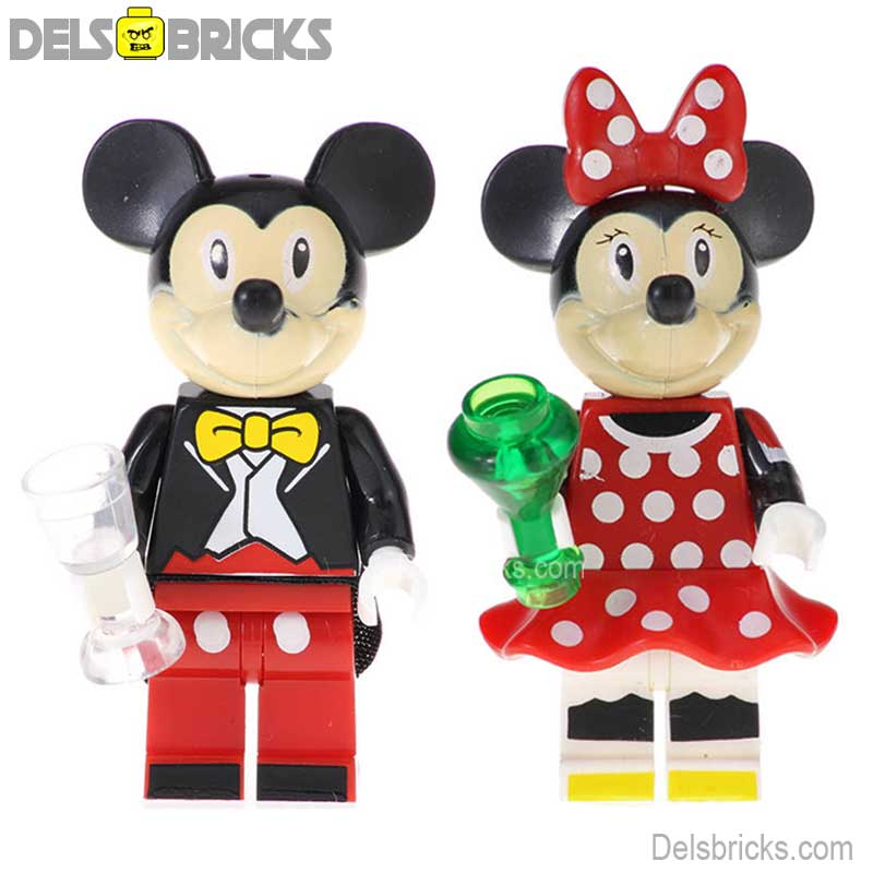 Set of 2 - Mickey & Minnie Mouse (Disney) - Custom Building Blocks Mini Figures Compatible with LEGO