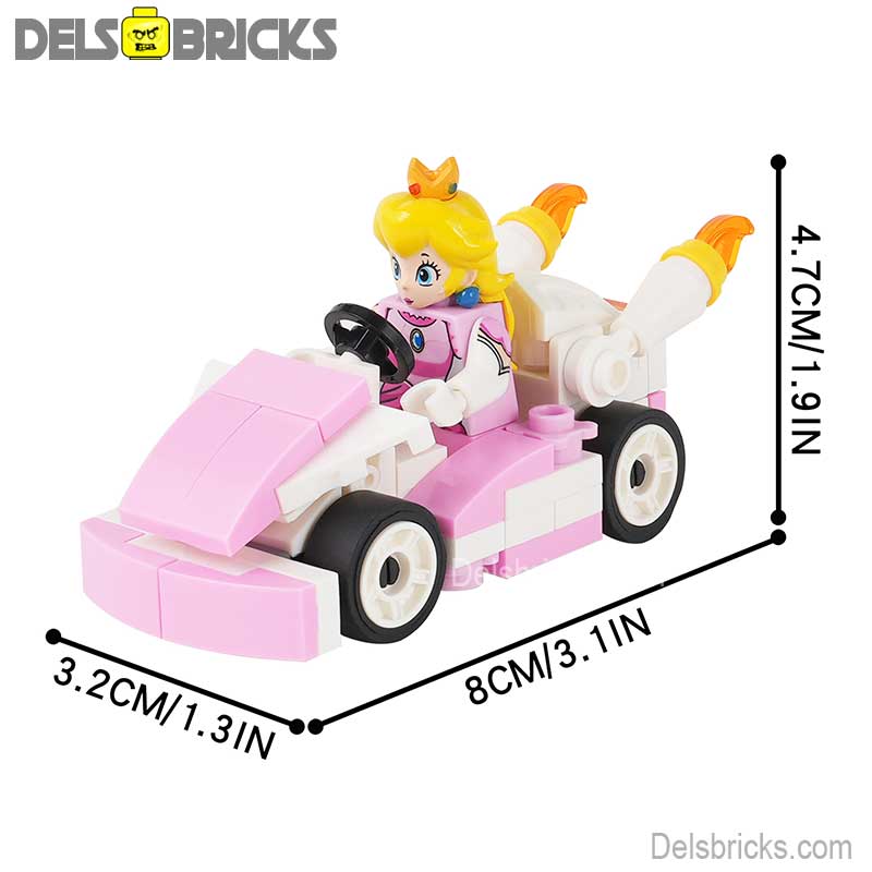 Princess Peach Kart (The Super Mario Bros.) - Custom Building Blocks Mini Figures Compatible with LEGO