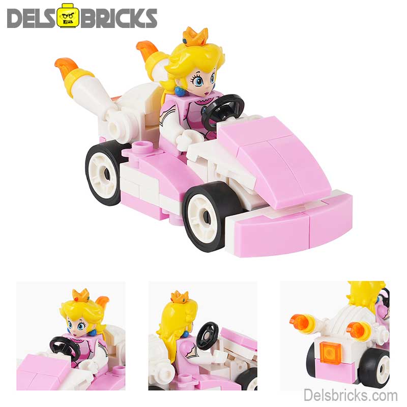 Princess Peach Kart (The Super Mario Bros.) - Custom Building Blocks Mini Figures Compatible with LEGO