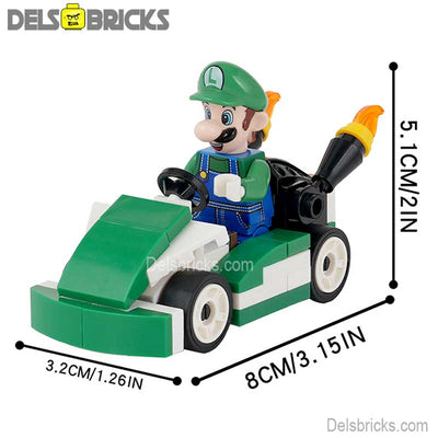 Luigi Kart (The Super Mario Bros.) - Custom Building Blocks Mini Figures Compatible with LEGO