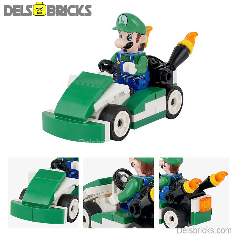 Luigi Kart (The Super Mario Bros.) - Custom Building Blocks Mini Figures Compatible with LEGO