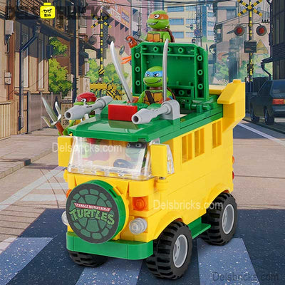 TMNT Turtles with Pizza Truck (Teenage Mutant Ninja Turtles) - Custom Building Blocks Mini Figures Compatible with LEGO